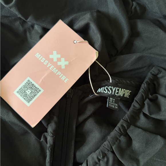 NWT Missyempire Black Plunge Front Ruched Mini Dress UK 8 US 4 - Picture 7 of 7